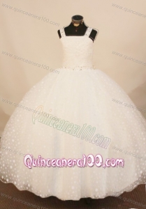 2013 Exquisite White Straps Little Girl Pageant Dress Floor-Length Beading