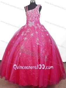 Brand New Beading Hand Made Flowers Ball Gown Straps Floor-length Little Gril Pageant Dress