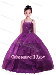 2014 Ball Gown Beading and Ruching Purple Little Girl Pageant Dress