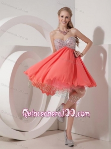 Sweetheart Beaded 16 Party Dress in watermelon
