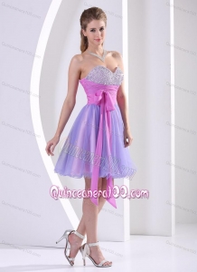 Lavender Sweetheart 16 Birthday Party Dress with Pink Sash