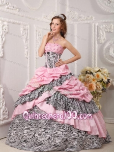 Romantic Strapless Taffeta and Zara Beading Pink 16 party dress
