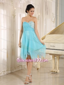 Sweetheart Asymmetrical Beading Aqua Blue 16 Birthday Party Dress