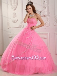 Classical Sweetheart Tulle Appliques Rose Pink 16 birthday Dress