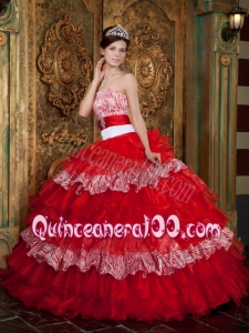 Elegant Ball Gown Ruffles Red 16 Birthday Party Dresses