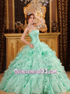 Luxurious Ruffles Organza And Taffeta Apple Green 16 Party Dress