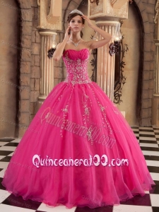 Organza Ball Gown Beading 16 Birthday Dress in Hot Pink