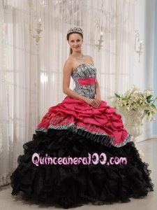 Brand New Red and Black Ball Gown Sweetheart Floor-length 16 Birthday Dress