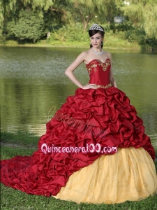 Appliques and Pick-ups Wine Red Exquisite Style For 2013 16 Birthday Party Dress