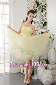 Light Yellow Organza Beading 16 Birthday Dresses Short