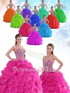 Ball Gown Sweetheart All Colors Ruffles and Beading Quinceanera Gowns in Spring