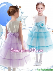 Discount Scoop Organza Mini Quinceanera Dress with Hand Made Flowers and Ruffled Layers