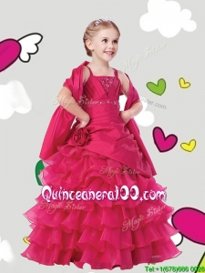 Gorgeous Straps Mini Quinceanera Dress with Ruffled Layers and Hand Made Flowers