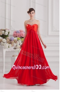 Red Empire Chiffon Beaded Decorate Dama Dress with Sweetheart
