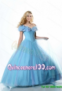 Fashionable 2015 A Line Off the Shoulder Cinderella Quinceanera Dresses with Hand Made Flowers
