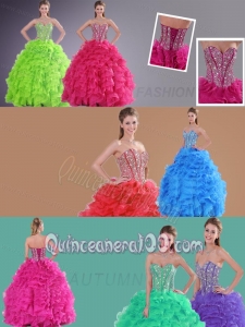 Lovely Sweetheart Ruffles Beaded Decorate Dresses For a Quinceanera in Party