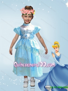 2015 Perfect Empire Tea Length Cinderella Flower Girl Dress in Blue