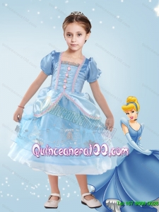 Ball Gown Blue Pretty Cinderella Flower Girl Dress with Embroidery
