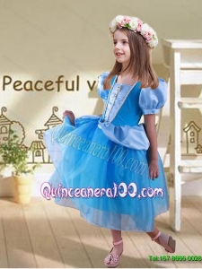 Popular Ball Gown Beaded Cinderella Flower Girl Dress with Long Sleeves