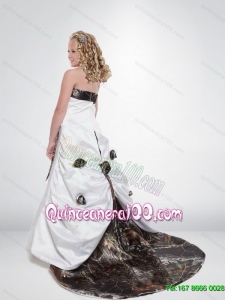 2015 Modest A Line Strapless Camo Flower Girl Dresses with Hand Made Flowers