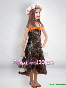 Perfect 2015 High Low One Shoulder Camo Flower Girl Dresses