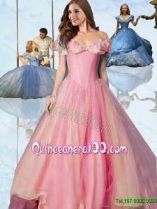 2015 Pretty Princess Cinderella Quinceanera Dresses in Watermelon