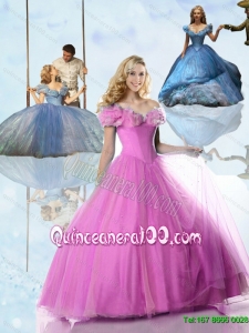 Elegant Princess Off The Shoulder Rose Pink Cinderella Quinceanera Dresses