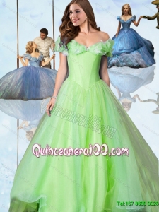 Spring Green Cinderella Quinceanera Dresses with Off The Shoulder