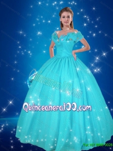 Affordable Off the Shoulder Blue Quinceanera Dresses for Party