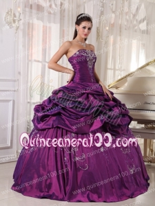 Eggplant Purple Ball Gown Strapless Floor-length Taffeta Embroidery ...
