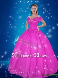 Off the Shoulder Hot Pink Cinderella Quinceanera Dresses