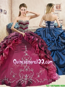 Classical Beaded and Embriodery Quinceanera Dress in Burgundy