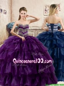 Perfect Big Puffy Organza Quinceanera Dress with Beading and Ruffled Layers