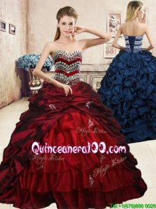Latest Beaded and Pick Ups Quinceanera Dress with Brush Train