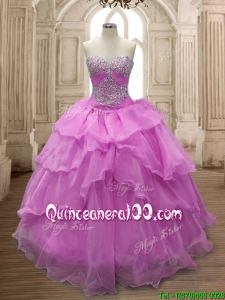 Sweet Beaded and Ruffled Layers Quinceanera Dress in Lilac for Spring