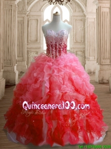 Custom Made Perfect Gradient Color Organza Quinceanera Dress with Beading and Ruffles