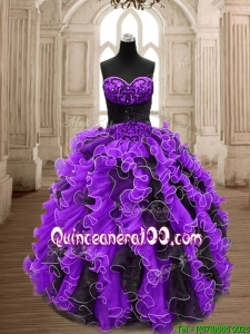 Latest Big Puffy Beading and Ruffles Quinceanera Dress in Organza