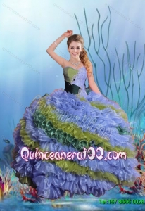 2015 Summer Exclusive Sweetheart Quinceanera Dresses with Beading and Ruffles