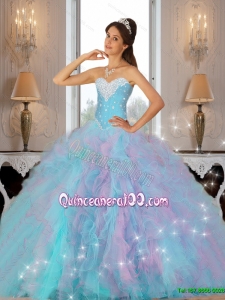 2015 Summer Luxurious Beaded and Ruffles Quinceanera Dresses in Multi Color