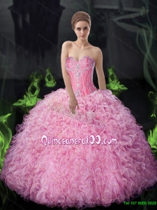 Top Seller 2015 Summer Ball Gown Beaded and Ruffles Quinceanera Dresses