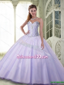 Top Seller Beaded Sweetheart Quinceanera Dresses in Lavender for 2015 Summer