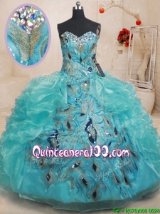 Elegant Big Puffy Beaded Top and Ruffled Organza Quinceanera Dress with Embroidery