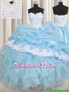 New Arrivals Laced Bubble Organza Light Blue Quinceanera Dress with Ruffle