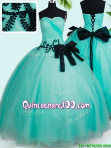 Top Seller Big Puffy Turquoise Quinceanera Dress with Bowknot and Beading