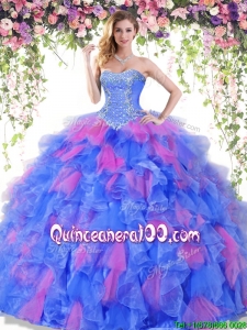 Best Selling Ruffled and Beaded Quinceanera Dress in Organza