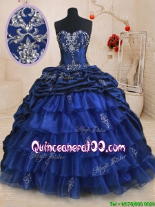 Luxurious Ruffled Layers and Bubble Brush Train Quinceanera Dress in Organza and Taffeta