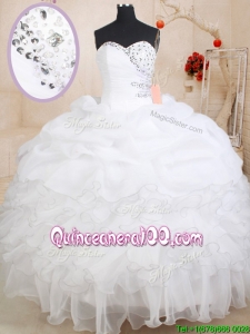 New Arrivals Bubble and Beaded Ruffled Zipper Up Sweet 16 Dress in White
