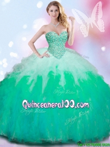 Wonderful Beaded Bodice and Ruffled Quinceanera Dress in Gradient Color