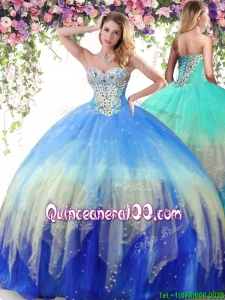 Romantic Beaded Lace Up Really Puffy Quinceanera Dress in Rainbow