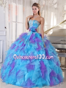 Beautiful Ball Gown Strapless 2014 Quinceanera Dresses with Appliques